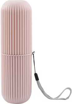 Uplift Curations Portable Travel Toothbrush Holder Cup Toothpaste Organizer & Hygienic Storage Case pink