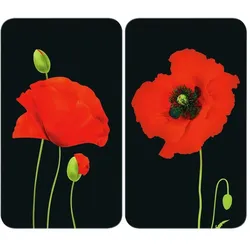 Wenko Herdabdeckplatte Universal Mod. Mohn, 2er Set für alle Herdarten geeignet, Herdabdeckung, Schwarz