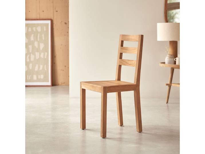 Stuhl Sitzgelegenheit massives Teak helles Holz Wohnzimmer Alto Neu Tikamoon - Natur - Teak