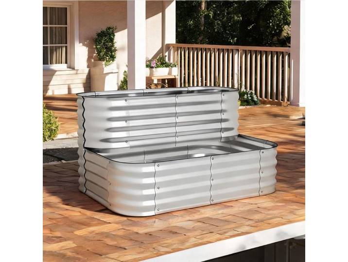 Étagère à plantes en métal classic silver 118x45x30 cm - 2 niveaux pour balcon et jardin