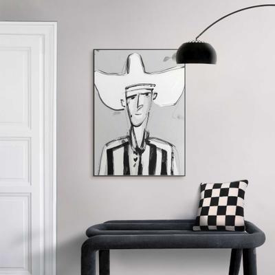 Bild mit Rahmen REINDERS "Western Man", schwarz-weiß (farbe bild(er): schwarz, weiß), Bilder, B/H/T: 50cm x 70cm x 1,6cm, Menschen, 1 Stk., MDF, Wohnzimmer - Schwarz-Weiß - MDF - Menschen - 50x70 cm, B:50cm H:70cm T:1,6cm