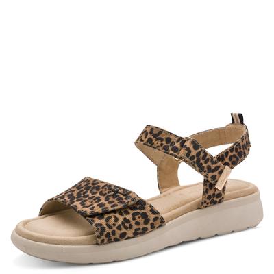 Riemchensandale TAMARIS, Damen, Gr. 38, leo, Textil, Schuhe Riemchensandale, Sommerschuh, Plateausandalette im angesagten Leo-Look