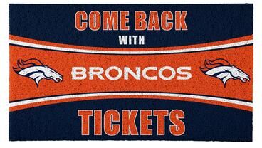 Evergreen "Denver Broncos 28 in. x 16 in. PVC ""Come Back With Tickets"" Trapper Door Mat"