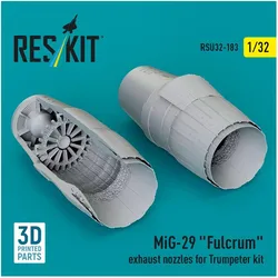 ResKit MiG-29 Fulcrum exhaust nozzles for Trumpeter kit (3D Printed)