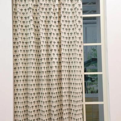 Fabdivine Handmade Pleated Floral Curtain Block Print Window Drape for Living or Bedroom Home, Kohinoor