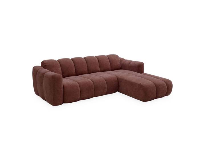 Canapé d’angle 6 pl, angle droit, convertible, marsala