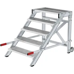 Munk Arbeitspodest fahrbar, Stufenbreite 800 mm, Stahl-Gitterrost - 050437