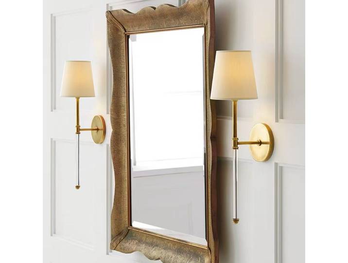 Lampes murales LED en tissu de style américain pour chevet, en cuivre/fer, appliques murales E14, lampes LED pour chambre à coucher, éclairage intérieur, luminaires LED