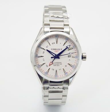 GlowBake GMT Automatic Watch For Man, Sapphire Crystal, Luminous Hands, Waterproof Stainless Steel Mechanical Watch white Blue