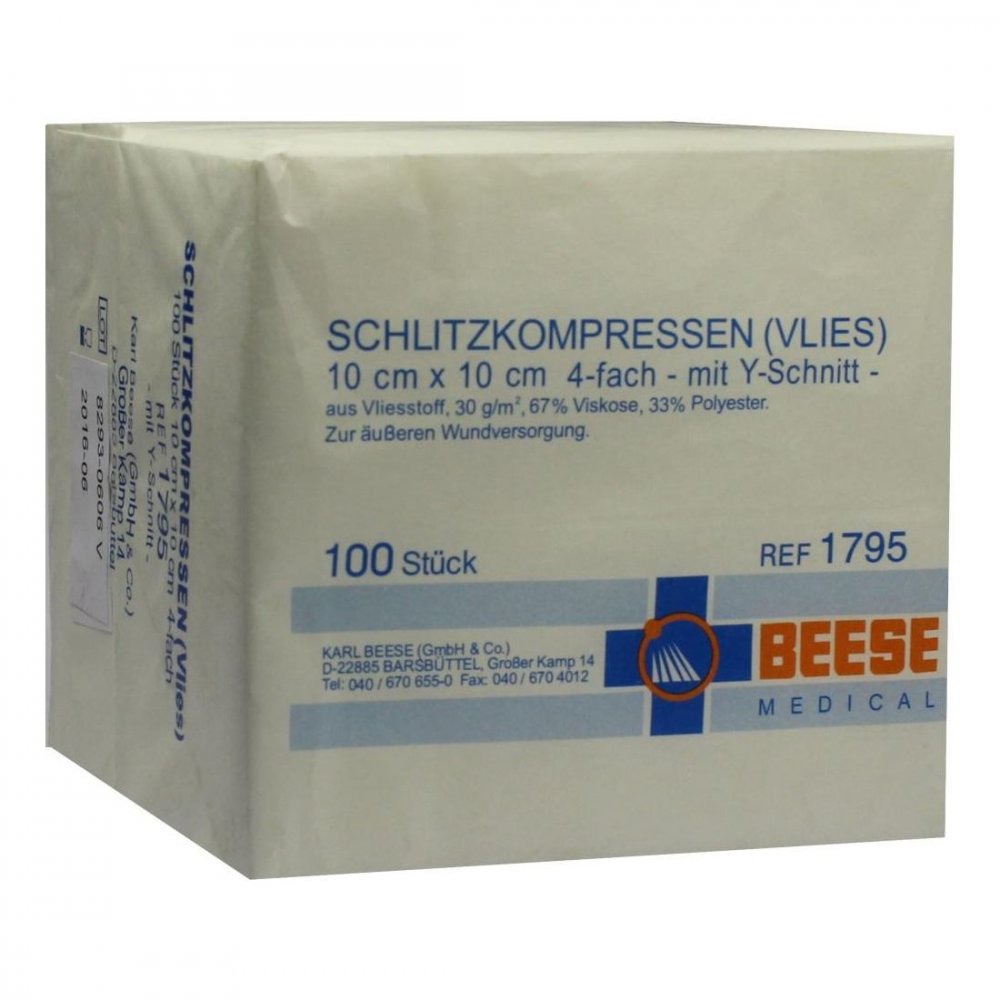 Meditrade GmbH Schlitzkompressen Vlies 10x10cm 4fach unsteril 1795 01330780