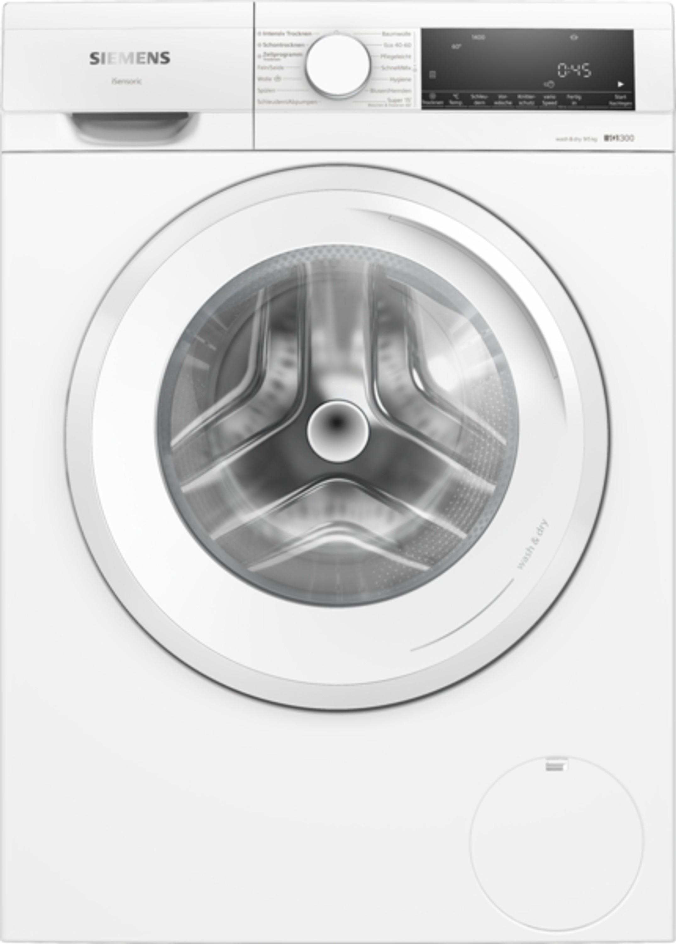 Siemens iQ300 WN34A141, Frontlader, Freistehend, Weiß, Links, Weiß, Tasten, Drehregler