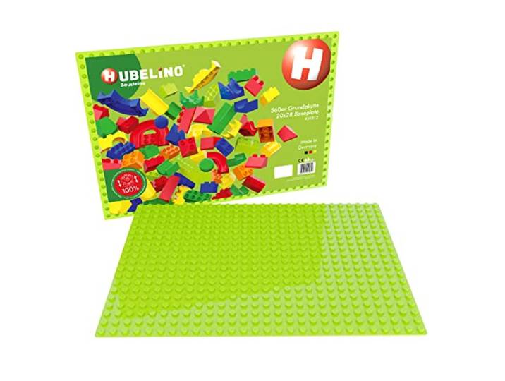 Hubelino #420312 560er Grundplatte (20x28 Noppen, 32x44,8cm) in Hellgrün, kompatibel mit großen Bausteinen Anderer Hersteller, Made in Germany