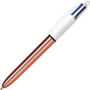 Bic Vierfarbkugelschreiber 4 Colours Rose Gold, Schreibfarben rot, grün, blau, schwarz, Kunststoff