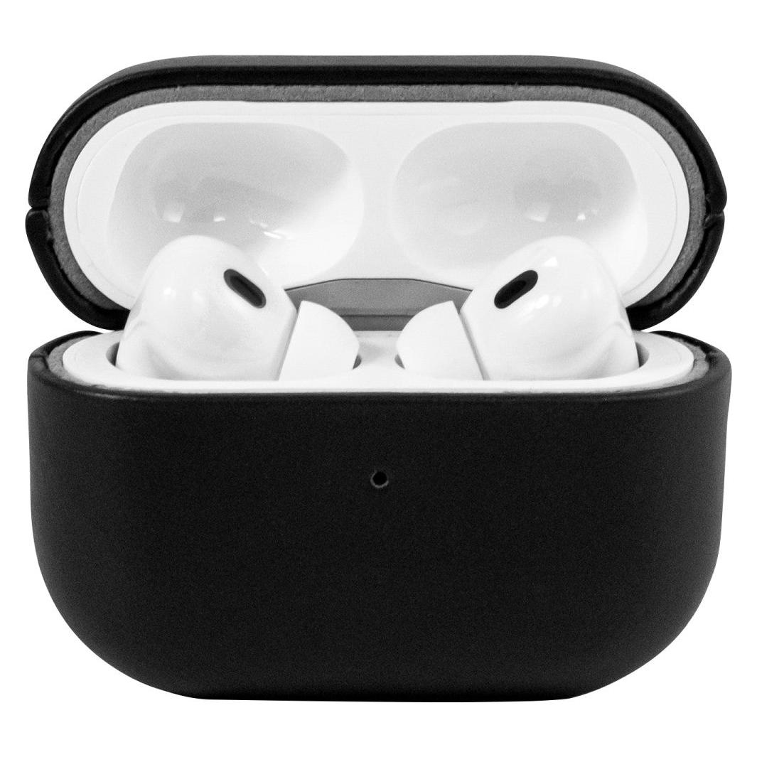 Mobile Origin Ledertasche für Apple AirPods Pro 2 schwarz (Kopfhörer Hülle) (LC-APP-BLK-01)