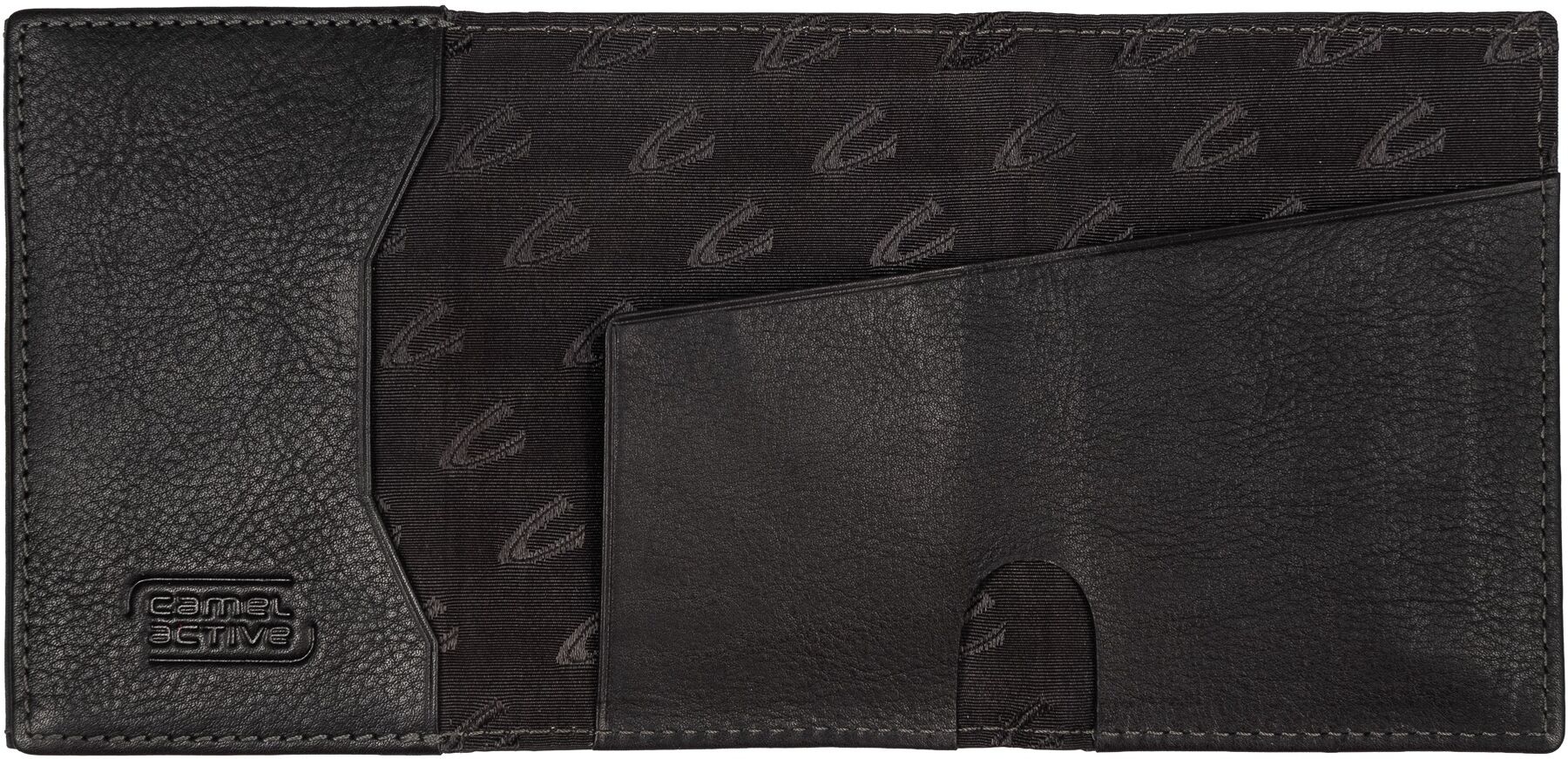 Kartenetui CAMEL ACTIVE "Thunder", Damen, schwarz, Leder, clean, gepflegt, Basic, Kleinlederwaren, Leder-Herrenbörse mit Kartenschieber, Magnethalterung und RFID-Schutz