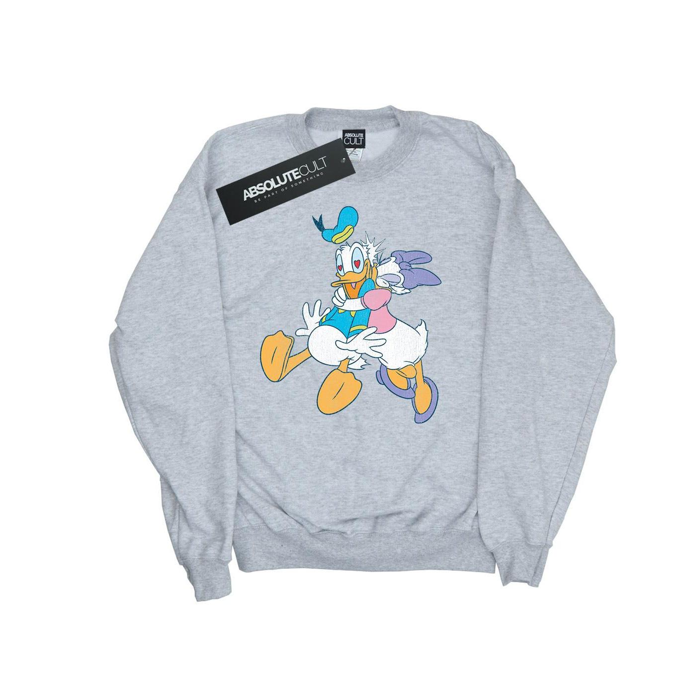 Disney Dames/Dames Donald en Daisy Eend Kus Sweatshirt (Sportgrijs)