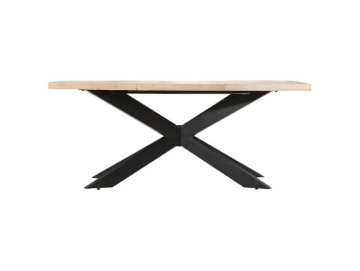 GPUTYGHN Esstisch 180 x 90 x 76 cm Massives Gebleichtes Mangoholz Stahlbeine, Kreuzrahmen, industrielles Design, handgefertigt, robuste Konstruktion, für Küche und Esszimmer