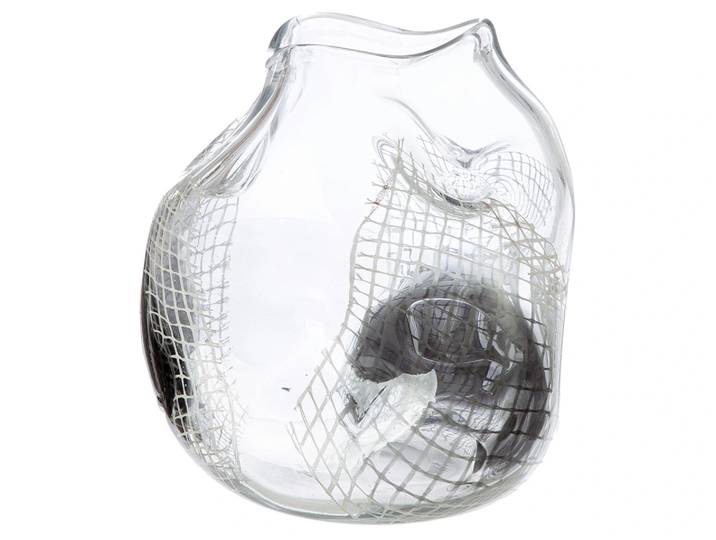 Vase Grid, Glas, Gesteift, Klar, Schwarz H: 22 cm Gilde