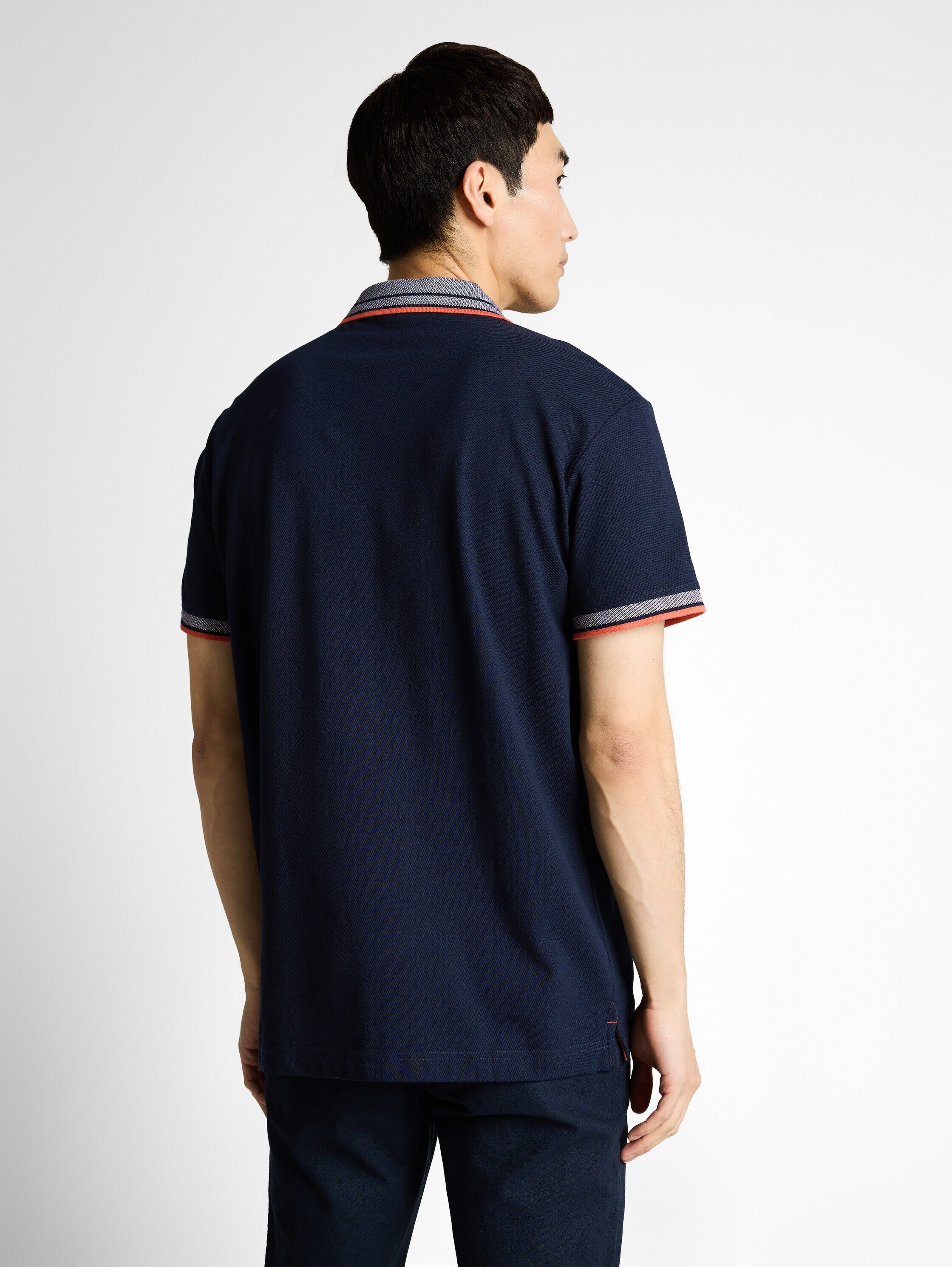 Poloshirt TOM TAILOR, Herren, Gr. 3XL, blau (sky captain blau), Single Jersey, Obermaterial: 95% Baumwolle, 5% Elasthan, kontrastfarbene Details, unifarben, regular fit normal, ohne Ausschnitt, kontrastfarben, Shirts Poloshirt, mit Logo Print sky captain 