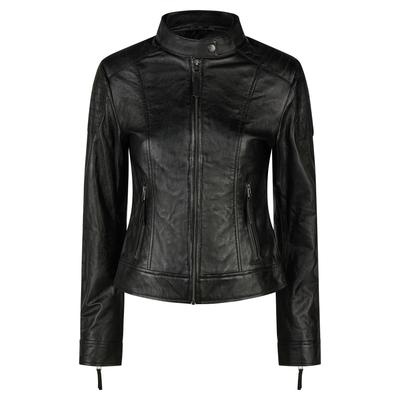 Lederjacke APPLE OF EDEN "Apple of Eden Lederjacke", Damen, Gr. 36, schwarz, Obermaterial: 100% Lammleder LEL., uni, regular fit, Rundhals, Jacken, taillierte Schnittform