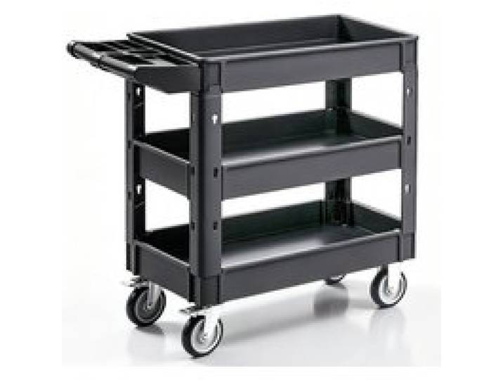 VEVOR Servierwagen 103x43,5x85,7cm Abräumwagen 249kg Tragfähigkeit Rollwagen aus Polypropylen Mehrzweckrollwagen mit 3 Fächern Küchenwagen mit Schwenkrädern Nischenwagen Werkstattwagen Servicewagen