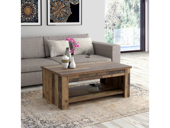 Couchtisch FORTE Clif , beige (old wood vintage), B:110cm H:45,7cm T:65cm, Tische, Couchtisch, mit Funktion, Breite 110 cm