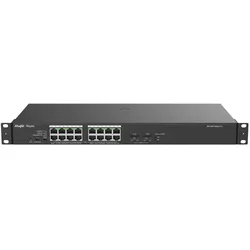 Ruijie 16-Port 1000Mbps + 2 Gigabit SFP Ports, 16 of the ports support PoE/PoE+ power supply. Max PoE power (18 Ports), Netzwerk Switch, Schwarz