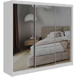 SCHWEBETÜRENSCHRANK 240 - DUBROWNIK - Weiß mit Spiegel
