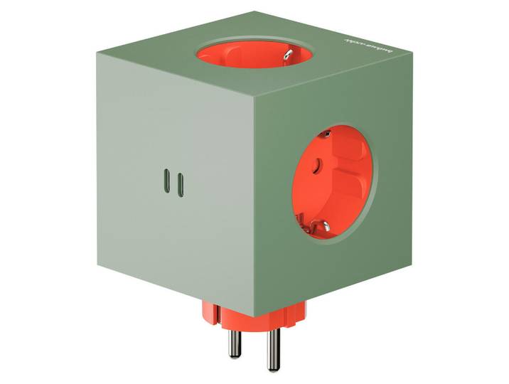 Avolt Steckdosenwürfel Square 2 Socket extender with 30W Dual Usbc, Hellgrün, Kunststoff, 7.6x7.6x11.3 cm, ohne Kabel, Elektrogeräte, Elektronik-Zubehör, Steckdosen & Stecker
