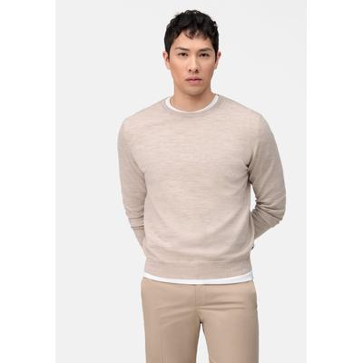 Strickpullover OLYMP "OLYMP Casual Strick, Pullover", Herren, Gr. 3XL, hellbeige, 100% Schurwolle, Pullover Strickpullover