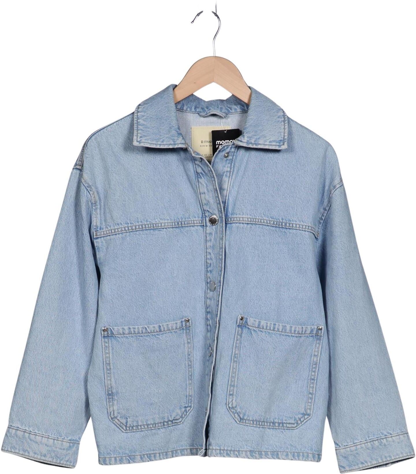 Stradivarius Damen Jacke, Hellblau, Gr. XS, Baumwolle - Second Hand