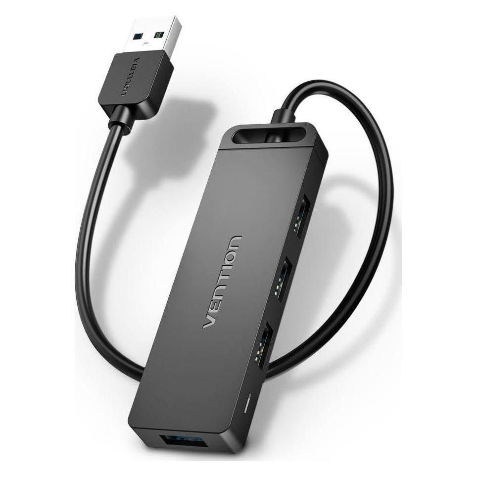 Vention USB2.0 to USB2.0 x 4 Hub with Power supply Black 0.15m (USB-A, 4 Ports) (CHLBB)