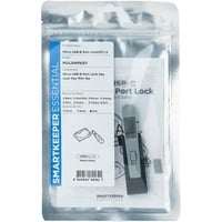 ESSENTIAL Micro USB-B Port Lock (MUL04) + Lock Key Mini (U04), Einsteckschloss Farbcode Grau, 4 Stück + 1 Schlüssel