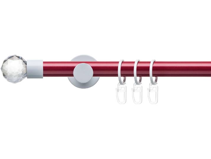 Gardinenstange LIEDECO Fertigstilgarnitur 20 mm Power Celebration Facettkugel Gr. 2, rot (rot, weiß), L:200cm Ø:2mm, Eisen, Gardinenstangen, Gardinenstange, Gardinenstange Komplett, Farbkombination