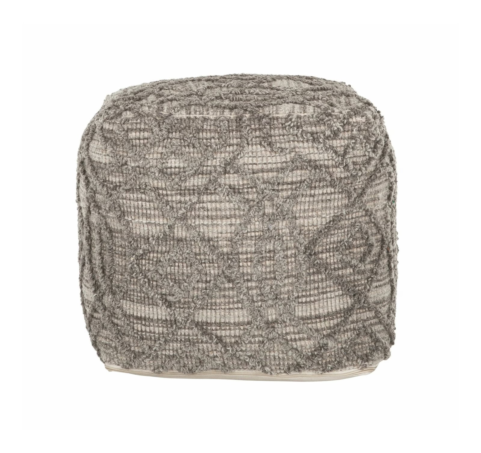 MUST Living Poef Angel - Naturel / Grijs - Rond - Diameter: 40 cm