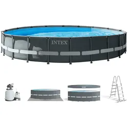 Intex 26334GN Frame Pool Set - Ultra XTR 610x122cm inkl. Filterpumpe, Leiter, Planen