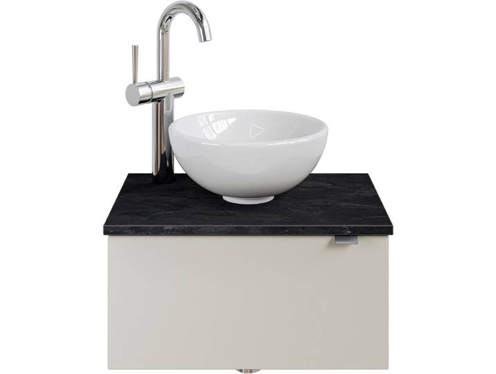 Waschtisch SAPHIR Serie 6915 Waschschale mit Unterschrank für Gästebad, Gäste WC , beige (kaschmir matt, schiefer, kaschmir matt touch), B:51cm H:39,8cm T:35cm, Waschtische, Waschtisch, 51 cm mit Keramik-Aufsatzbecken und 1 Tür