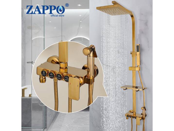 ZAPbagWhite-Ensemble de Douche Numérique en Laiton, Chaud et Froid, Système avec Pommeau