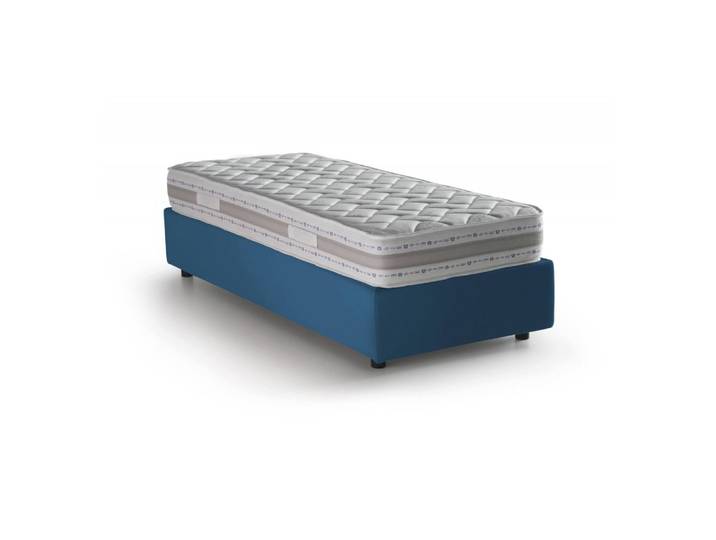Lit simple en tissu bleu 80x200 cm