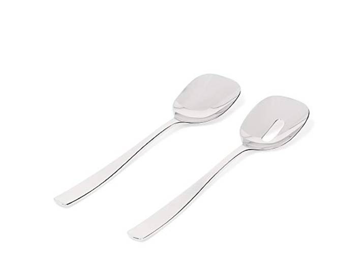 Alessi Knifeforkspoon Salade Set, Gepolijst, (AJM22/14), Gepolijst Zilver