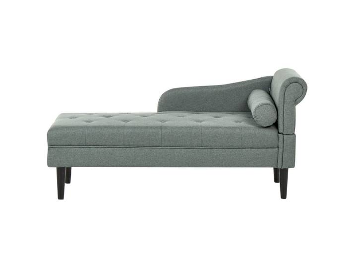 Beliani Chaiselongue-Rechtsseitige Stoff Grün Yvoire, Grün, Schwarz, Eukalyptusholz, 68x72x151 cm, Wohnzimmer, Sofas & Couches, Sofas, Recamieren