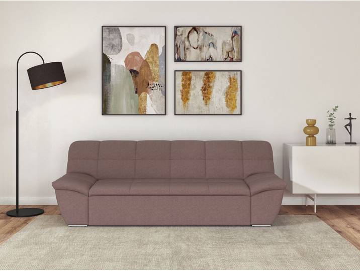 3-Sitzer DOMO COLLECTION SPLASH Breite 232 cm, moderne Sitz- und Rückensteppung, komfortabel , lila (beere), B:232cm H:76cm T:96cm, 100% Polyester, Sofas, 3-Sitzer, flache Armlehnen zum Entspannen