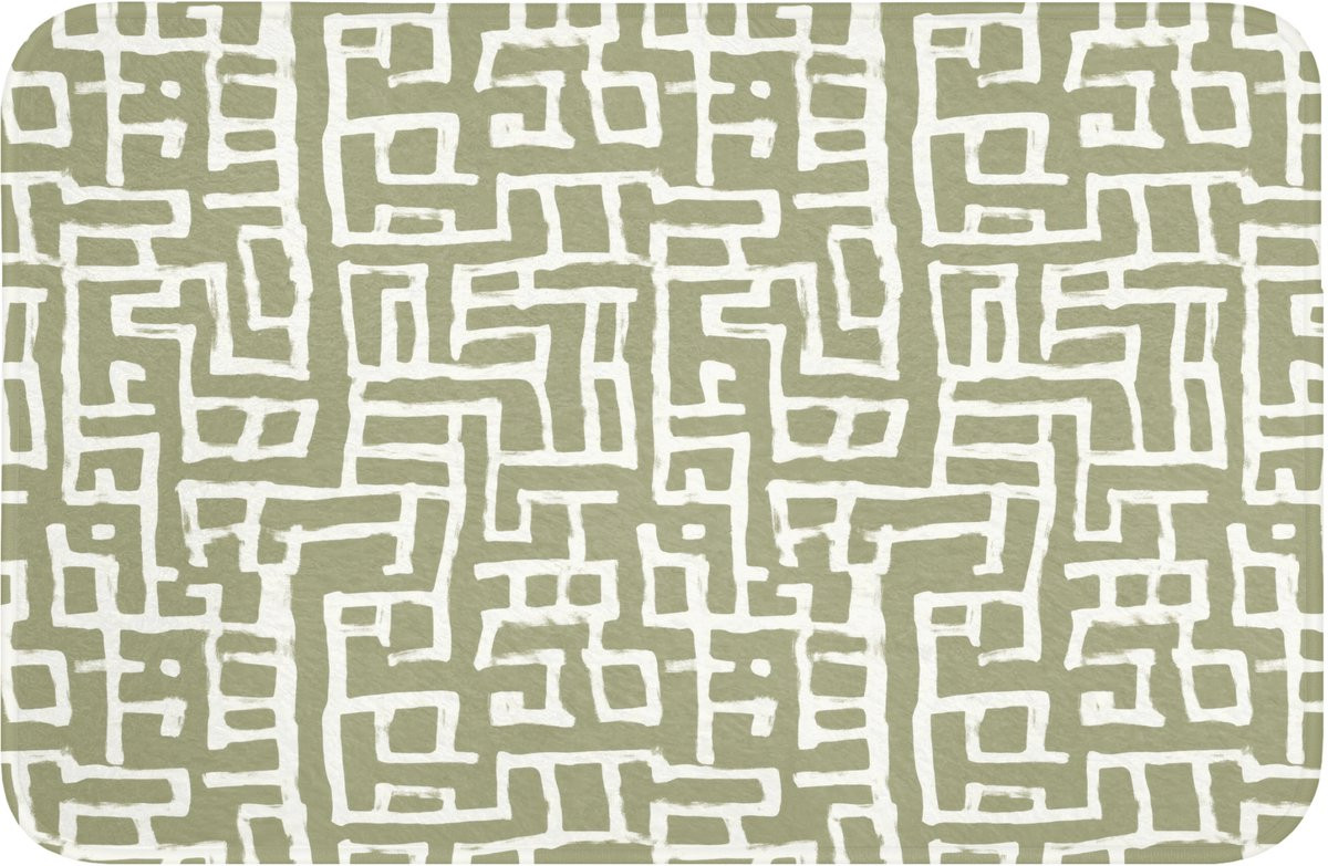 Groene badmat met grafisch patroon en antislip eigenschappen, 60 x 40 cm
