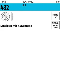 Scheibe DIN 432m.Außennase 21 A 2 25 Stück