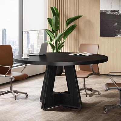 OEM "47"" Round Conference Table Meeting Room Table with Thickened Top Wood Base Modern Training Desk for Conference/Seminar Room"