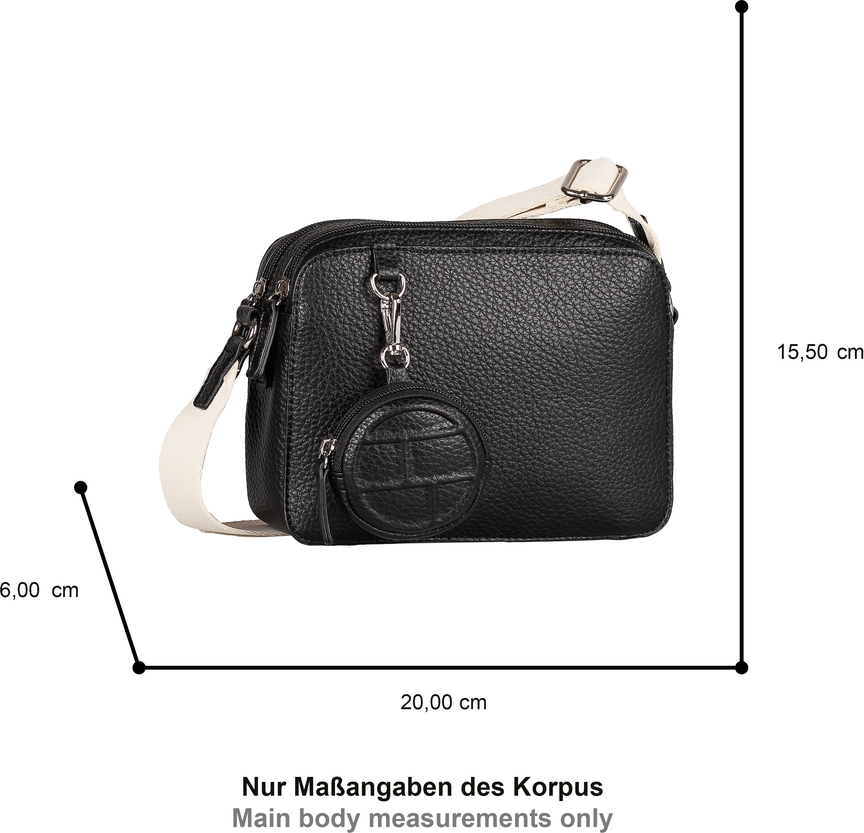 Umhängetasche TOM TAILOR "Rima", Damen, Gr. B/H/T: 20cm x 15,5cm x 6cm, schwarz, Polyurethan, clean, gepflegt, unifarben, Taschen Umhängetasche, elegante Formen treffen auf sportiven Schulterriemen & Minipouch schwarz B/H/T: 20cm x 15,5cm x 6cm