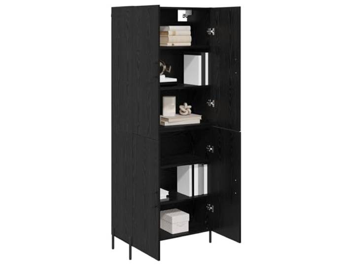 KTHLBRH Sideboard Eiche schwarz 69,5 x 34 x 180 cm Holz mehrschichtig Wandmontage, 2 Türen, minimalistisches Design, einfache Montage, 2 Stück