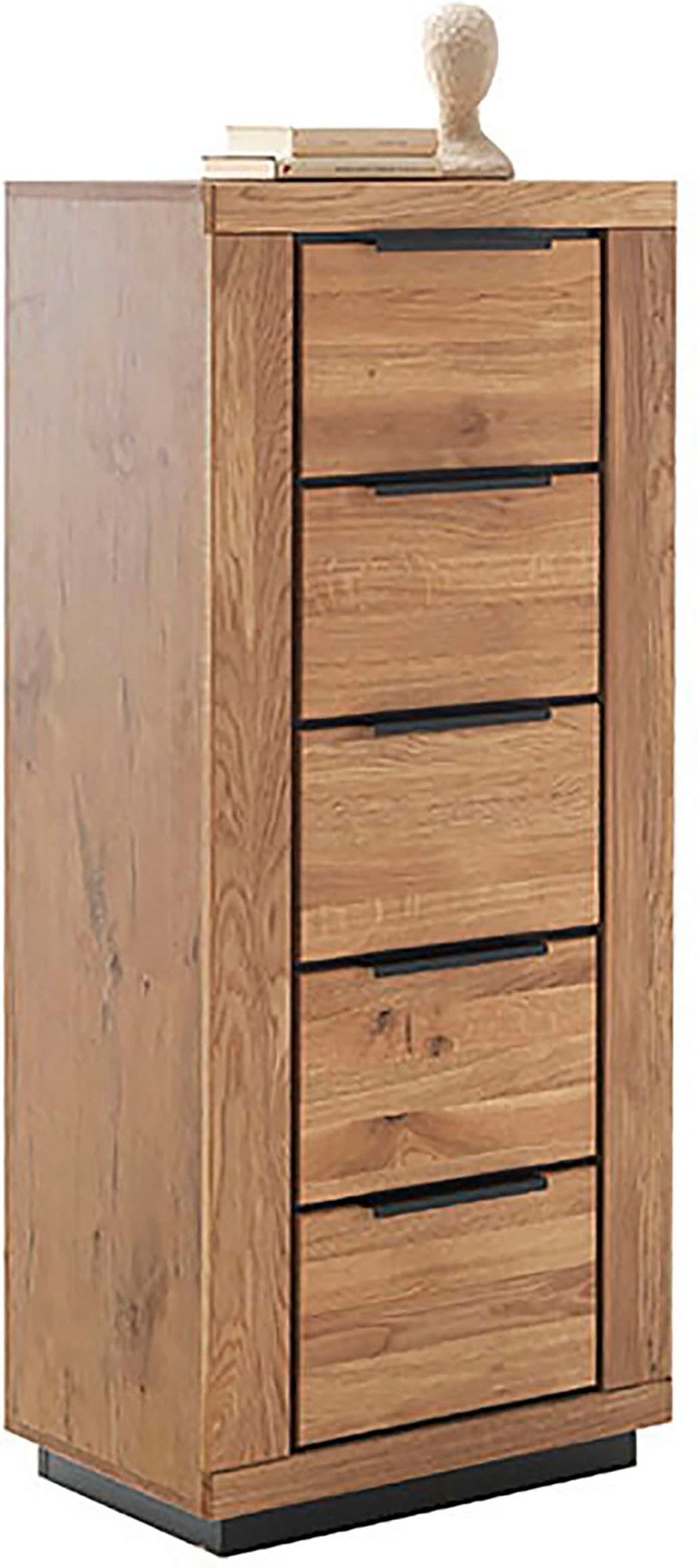Kommode MCA LIVING "Greno Kommode III", beige (naturfarben), B:62cm H:142cm T:40cm, Holzwerkstoff, Massivholz, Sideboards, Kommode, durchgehende Lamelle naturfarben B/H/T: 62cm x 142cm x 40cm, 5 Stk., Wildeiche, 0 Stk.