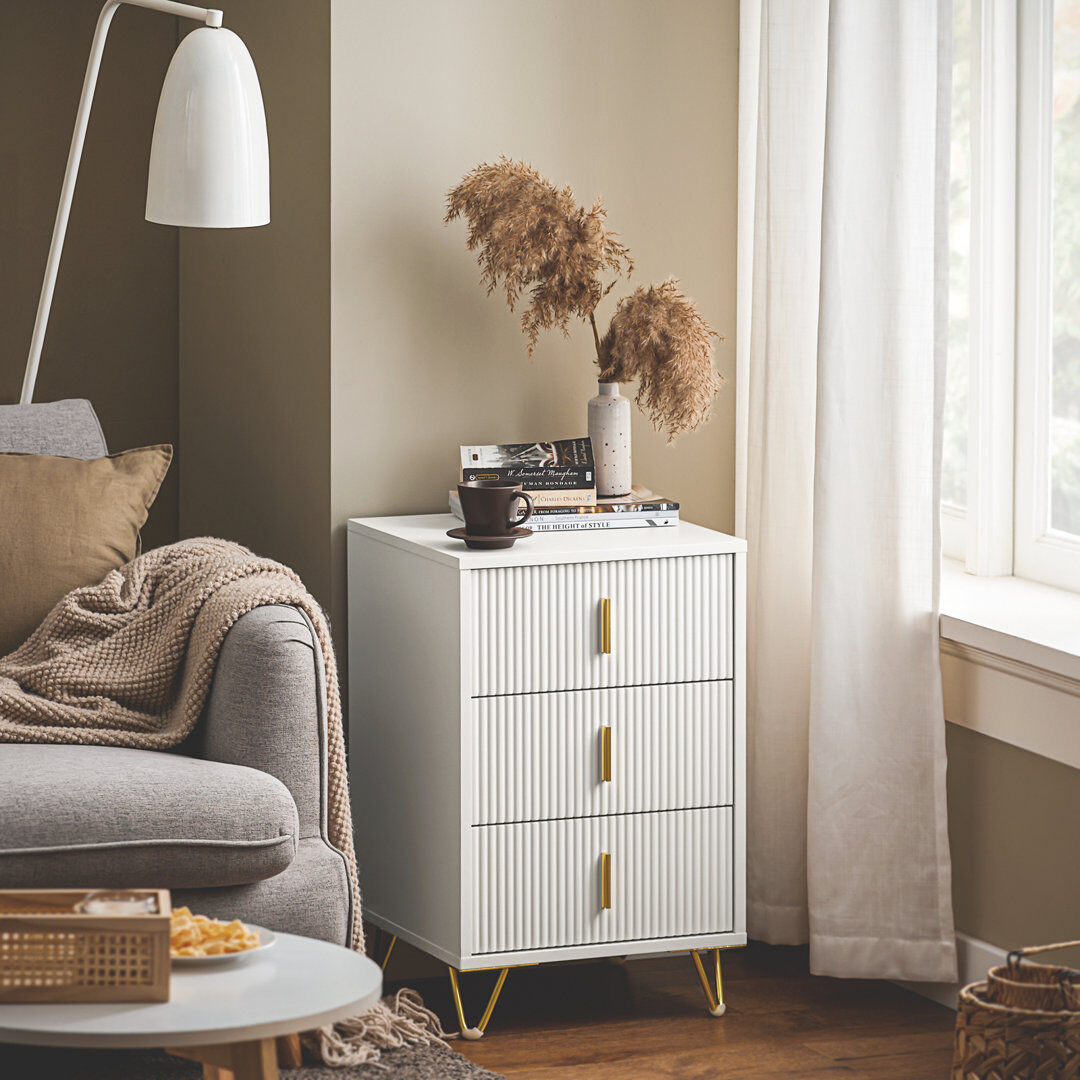 Fairmont Park Saturmino 40cm W Bedside Table White 63cm H X 40cm W X 40cm D