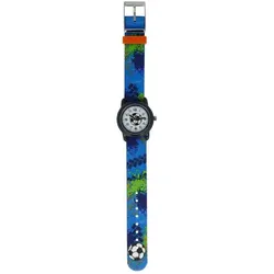 Kinderuhr mit Quarzuhrwerk Fußball blau